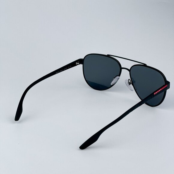 Prada Linea Rossa PS54TS 1AB5Z1 BRAND NEW Sunglasses Black Polarized Grey Pilot - Picture 7 of 11